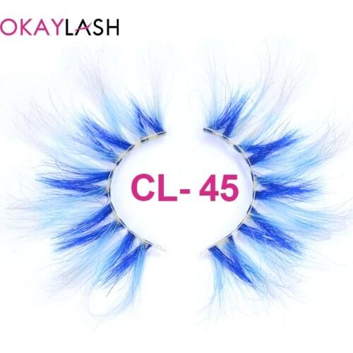 OKAYLASH 25mm Super Long Blue, Green, Purple Colored Eyelashes for Performance, Dancing, Musical comedy, Drag show Fake Lahses