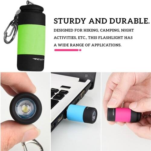 Outdoor LED Mini Flashlight Portable Key Chain Torch Outdoors Tools Waterproof USB Rechargeable Hiking Camping Flashlights