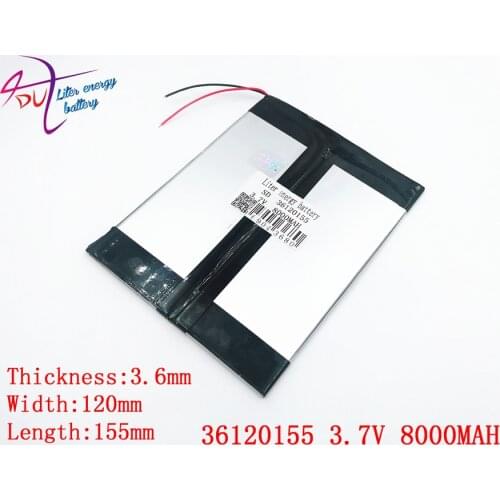 Tablet with built-36120155 3.7V 8000mAH NTC Polymer lithium ion / Li-ion battery for tablet pc,GPS,cell phone,speaker,power bank