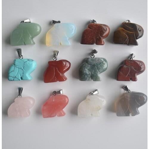 2020 new fashion mixed natural stone Animal Rabbit charms pendant fit Necklace jewelry making 12pcs/lot Wholesale free shipping