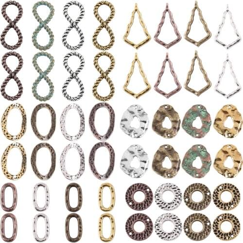 10Pcs/Lot Gold Vintage Metal Zinc Alloy Hollow Oval Round DIY Charm Bracelet Necklace Jewelry Making Pendants Findings Supplies