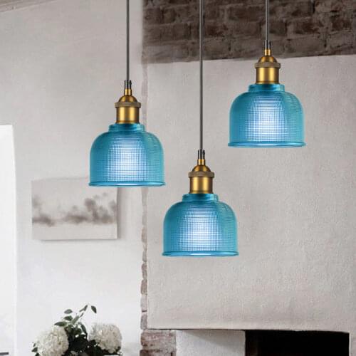 Blue Glass Pendant Lights Kitchen Island Light Bar Modern Pendant Lighting Study Bedroom Home Pendant Ceiling Lamp Include Bulb
