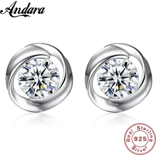 S925 Sterling Silver Stud Earrings AAA Zircon Clover Pure Silver Earrings for Women Jewelry