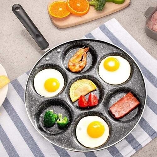 Pancake Hash Browns Frying Pan 28 cm multifunctional black seven-hole non-stick Pan practical omlet crepe egg dough Hamburg