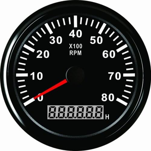 SAMDO Waterproof 85mm Marine Tachometer Car Truck Boat Tacho Gauge With Hour Meter 0-8000RPM 12V 24V