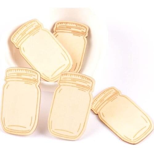 30Pcs drift bottle pattern natural Wooden Scrapbooking Craft for Embellishments Handmade Diy handicraft Decor 28x48mm MT1746