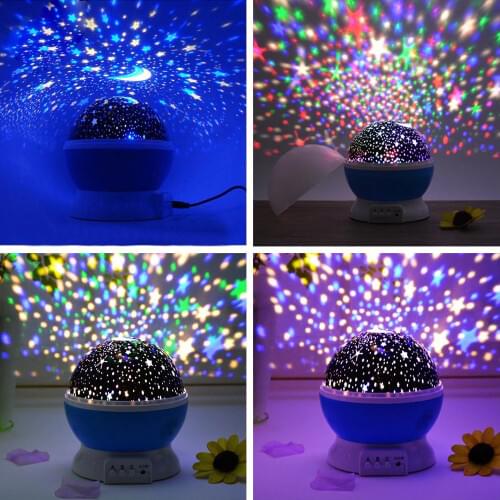 Rotation Stars Starry Sky LED Night Light Projector Moon Lamp Battery USB Kids Gifts Children Bedroom Lamp Projection Lamp