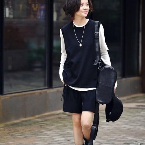 MICOCO Z8512C Korean version of foreign air rope design versatile knit vest round neck sleeveless sweater