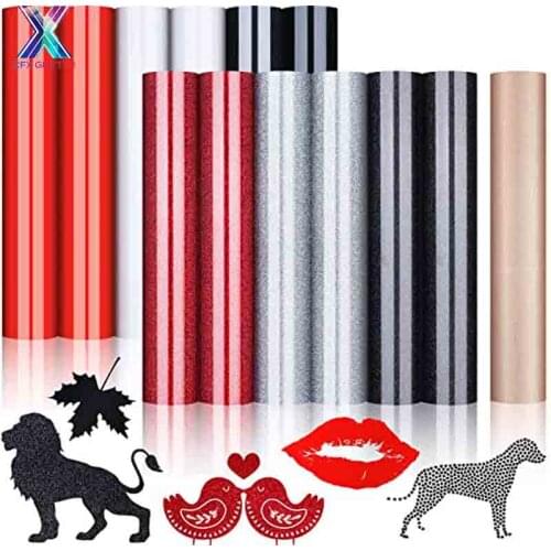 XFX HTV Free Shipping 12 Piece 25cmx30.5cm PU Glitter Heat Transfer Vinyl DIY Heat Press Machine T-shirt Iron on HTV Printing