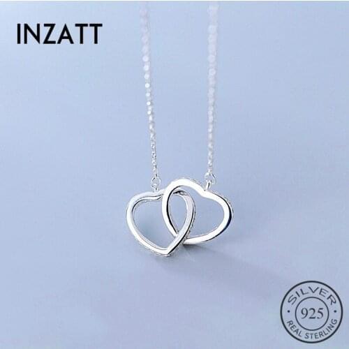 INZATT Real 925 Sterling Silver Zircon Hollow Heart Pendant Necklace For Fashion Women Party Cute Fine Jewelry 2019 Gift