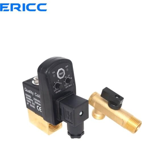 1/2" Brass Electronic Drain Valve Split-type Valve with Timer OPT and Two-way Two-position for Air Compressor/Cooler OPT-A