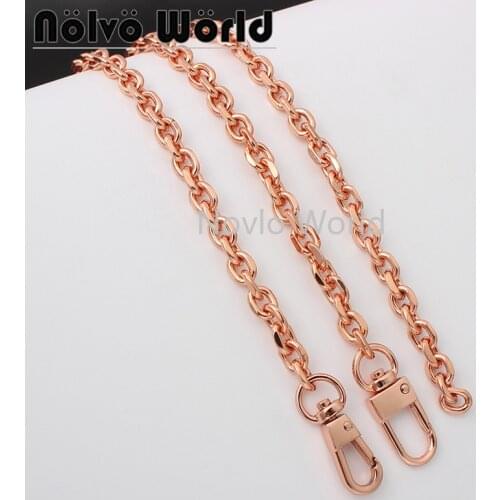 1-5-10pieces 100-120-130cm 7.5mm width rose gold color iron chains with two kinds of snap hooks for chains purse bag parts