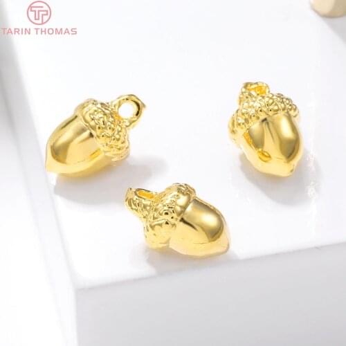 10PCS 6x10MM Hole 1.5MM 24K Gold Color Brass Pinecone Charm Pendants for DIY Jewelry Making Findings Accessories