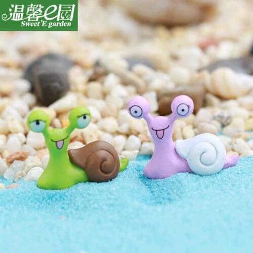 2pcs Home Bonsai Ornaments Moss Micro Landscape Cartoon Snails Fairy Garden Miniatures Figurines Jardin Terrarium Decor