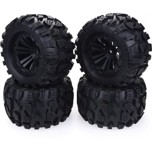 2020 4 pieces of 125mm 1/10 Hex 12mm Monster Truck tires and wheels for Traxxas Tamiya Kyosho HPI HSP Savage XSTM Flux LRP