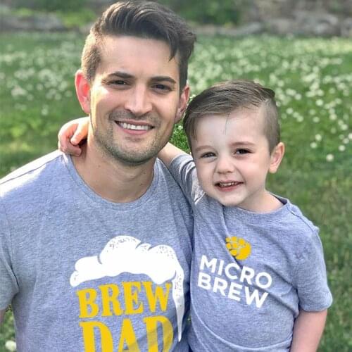 2021 summer father and son wear round neck short-sleeved T-shirt dad and boy golden rice spike letter print fashion trend tops