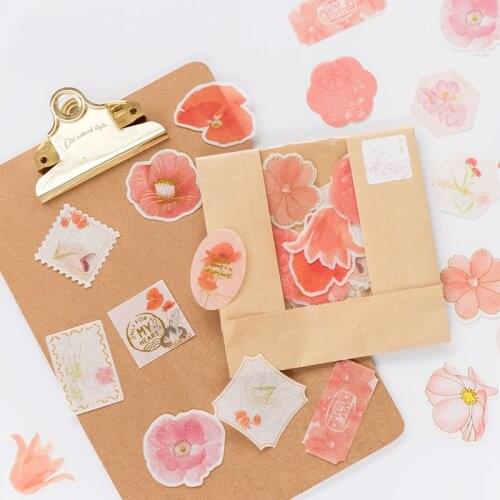 36 pcs/bag Vintage Bronzing bloom plant Decorative Washi Stickers Scrapbooking Stick Label Diary Album Stickers