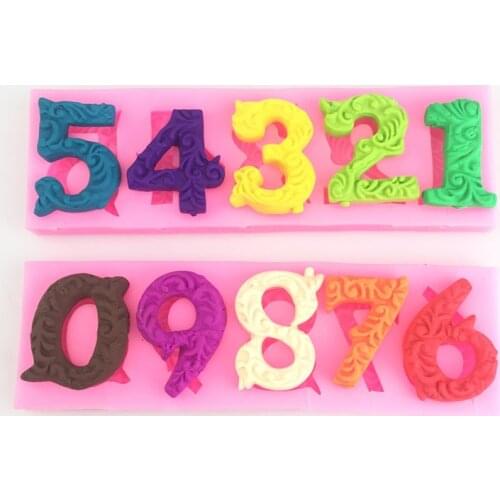 3D Number 0-9 Silicone Cake Mold Number Shape Lollipop Mold with Lollipop Hole Fondant Cake Decorating Tool