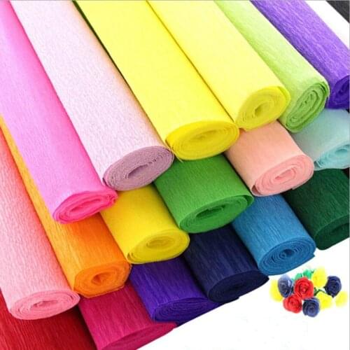 5roll/lot 250*50cm Colored Creped Pape DIY Flower Gift Decoration Wrapping Packing Crepe Paper Handmade Material Crinkled Paper
