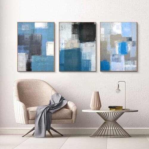 Abstract Blue Square Graffiti Canvas Paintings Wall Art Prints Poster Living Room Decor Decorative Paintings On The Wall Home De