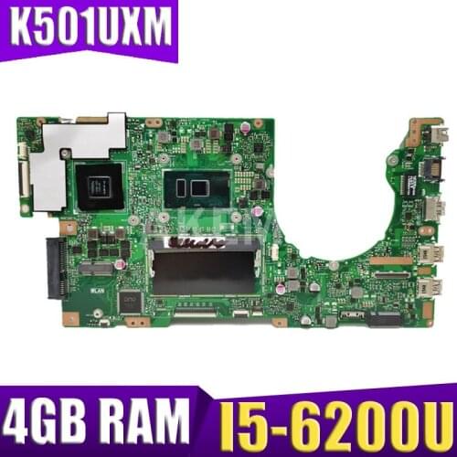 Akemy New! K501UXM Laptop motherboard for ASUS K501UW K501UXM K501UQ original mainboard DDR4 4G-RAM I5-6200U GTX950M-2GB