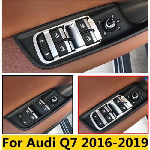 Auto Accessory Door Handle Holder Window Lift Button Switch Decoration Cover Trim For Audi Q7 2016 2017 2018 2019