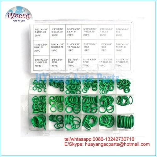 Free shipping ,270 Pcs 18 Sizes green rubber o-ring, automotive O-ring Oil Seal Gasket, China factory supply
