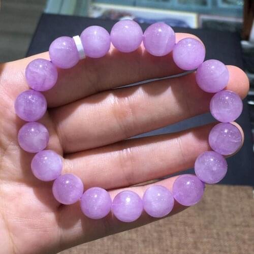 Genuine Natural Purple Kunzite Quartz Clear Round Beads Bracelet 11.5mm Powerful Energy Cat Eye Women Men Certificate AAAAAA