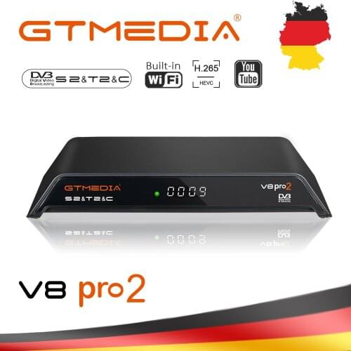 GTmedia V8 Pro2 decoder DVB-S2/T2Cable DVB-S2X Built-in WiFi H.265 Support IPTV CCCAM PowerVu Biss key Satellite Receiver TV BOX