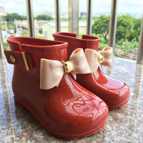 Hot Baby Kids Spring Autumn Baby Girls Rain Boots Warm Beauty Bow Rainboots Rubber Shoes Toddler Kids Jelly Shoes