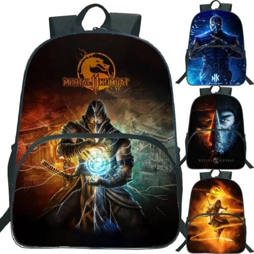 Children Mortal Kombat Backpack for Boys Girls Teens Cartoon Anime Knapsack Students Schoolbags Travel Bagpacks Unisex Rucksack