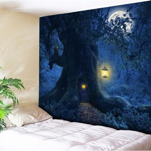 Moon Tapestry Psychedelic Wall Hanging Tree Wall Tapestry Indian Mandala Home Decor Boho Hippie Tapestry Halloween Wall Art New
