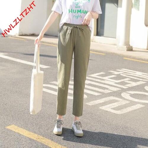 Женские льняные брюки HWLZLTZHT China At AliExpress