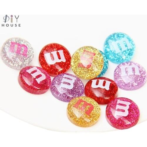 20Pcs Artificial Planar Resin Flake DIY Craft Supplies Glitter Chocolate Beans Earring/Headwear/Phone Decor Material Flat Resin