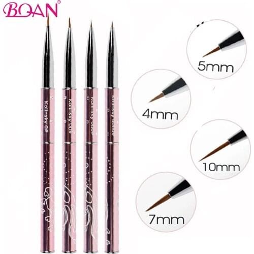 BQAN 4 PCS Nail Brush 100% Kolinsky Nail Tools Sale Pure Kolinsky Sable Brush Nail Art Liner Brush Drawing Painting Brush Tools