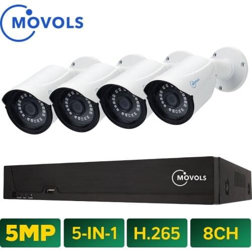 MOVOLS 5MP Video Surveillance kit H.265 8ch DVR 4PCS CCTV Camera Security System IR Surveillance Outdoor Waterproof Camera kit