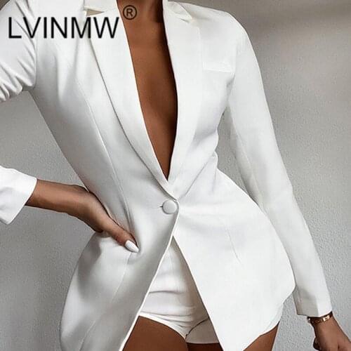 LVINMW Blazers Single Button Solid Designed OL Slim Outerwear Long Sleeve Low Cut Fashion Casual Tops Temperament Women Autumn