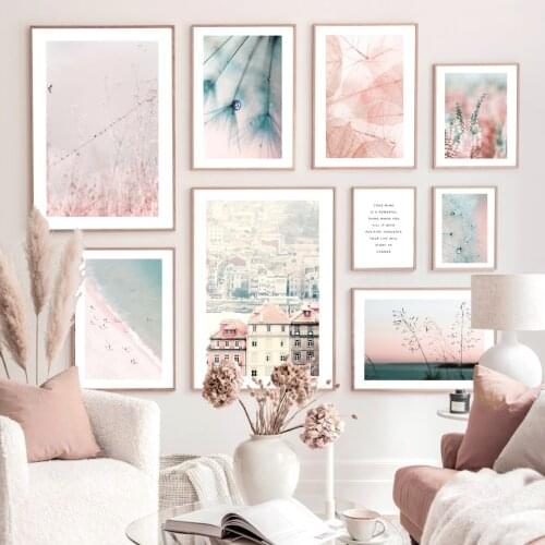 House Plant Leaf Dandelion Sunset Beach Wall Art Canvas Painting Nordic Posters And Prints Wall Pictures For Living Room Decor