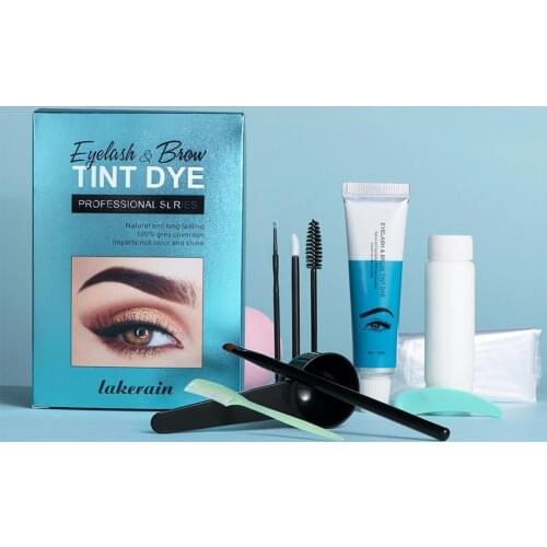 Eyelashes Eyebrow Beard Mustache Hair Dye Paste Tint Kit Professional Permanent Mascara Color Brow & Lashes Dye Comb Brush Set