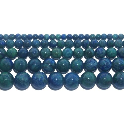 Natural Stone Chrysocolla Azurite Round Loose Beads 4 6 8 10 12 MM Pick Size For Jewelry Making DIY Bracelet Necklace Material