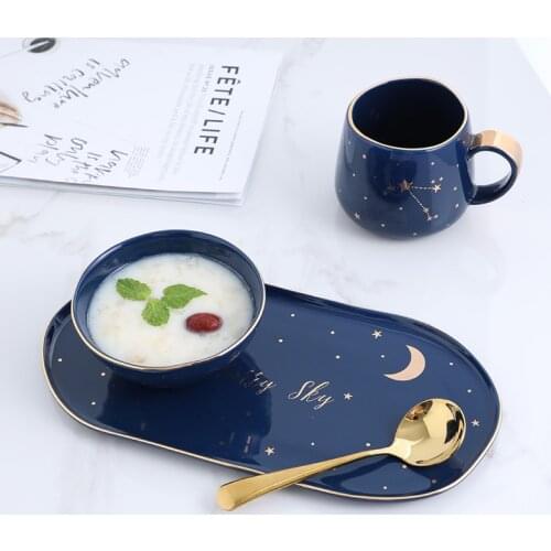 Night Sky Nordic Light Luxury Ceramic Fruit Salad Bowl Dessert Bowl Single Creative Personalized Rice Bowl Household Tableware