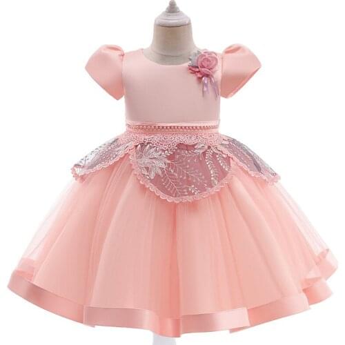 2021 New Short-sleeve Elegant Christmas Mesh Performance Dresses Childrens Banquet Dresses For Girls Princess Dress 3-10 Years