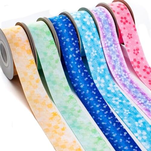 New Japanese Flower Cerasus Yedoensis Printed Grosgrain/Satin Ribbon Yards 25mm/38mm/50mm/75mm for Hair Bows DIY Accessories