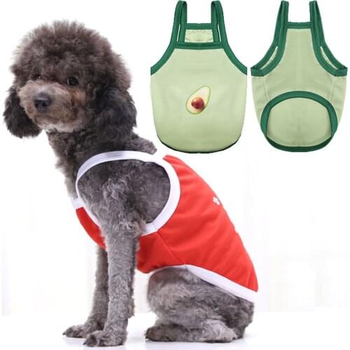 Pet Dog Clothes Puppy Vest Cool Mesh Camisole Cute Avocado Lucky Cat T-shirt Summer Clothing Shirt Ropa Perro