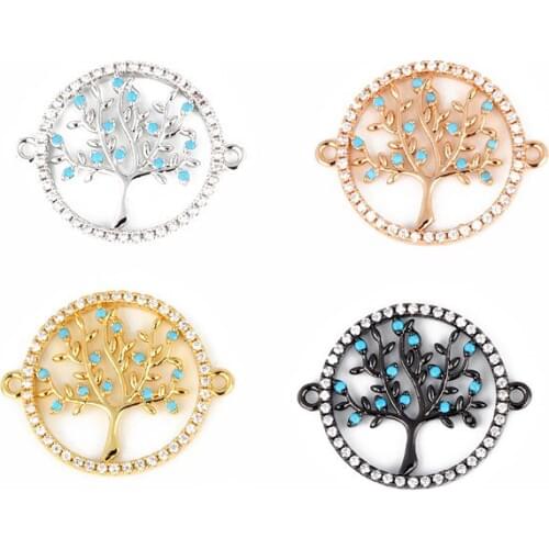 One Lots Jewelry Findings Two Loops Round Shape Tree inside Crystal Ornament Charms for Jewelry Accessory