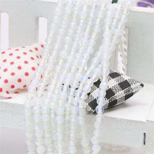 4mm Faceted Sri Lanka Natural Moonstone Round Opal Beads Chalcedony Accessory Parts Jewelry Making Design DIY Beads Stone 15inch