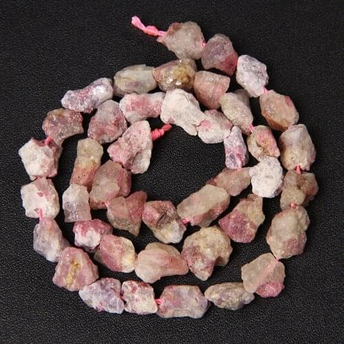 Natural Red Tourmaline Gravel Bead Raw Gemstone Mineral Specimen Rough Crystal Healing Stone Bead for Jewelry Making Handmade