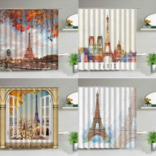 Retro building tower Bathroom curtain Bath curtain curtain Shower curtains Curtains for kitchen curtains curtains in the room