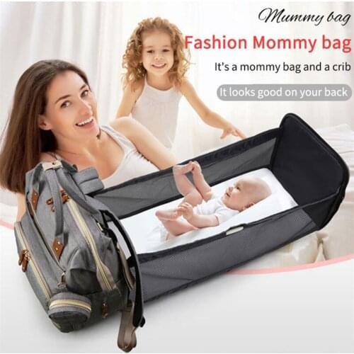 Diaper Bag Bed Fashion Portable Folding Crib Multi-Function Large Capacity Baby Backpack Diaper Bag Baby Stroller Organizer Bag