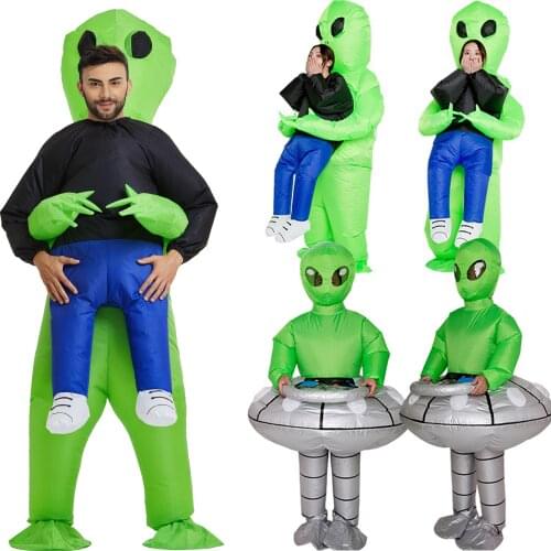 High Quality Dinosaur Inflatable costume Green Alien Party costumes suit Cosplay disfraz Halloween Costumes For Adult kids dress